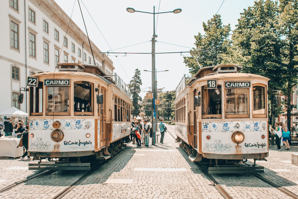 The historic trams of Porto always pull a crowd on a warm sunny day.